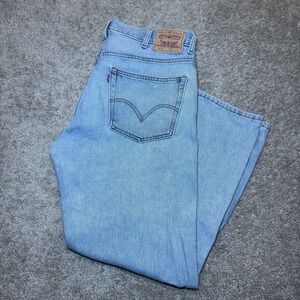 Vintage Y2K Levis 505 Regular Fit Straight Jeans Mens 38x30 Blue Red Tab Faded